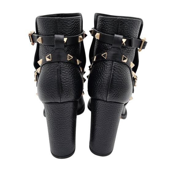 Valentino Garavani Rockstud Block Heel Ankle Boot Black Leather Size 40 US 10 - Picture 7 of 11